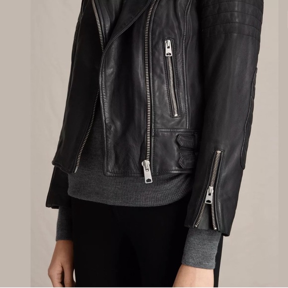 All saints papin genuine leather jacket US2 - Picture 4 of 8